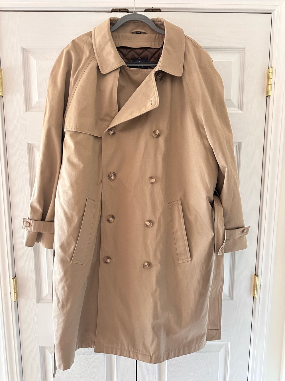 Hart Schaffner Marx Men's Weather Protection Trench Coat 46R Tan Quilted Liner